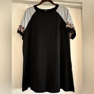Cute Multi Print Black Top XL